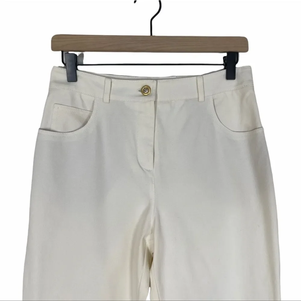 St. John Collection Ivory Wide Leg Trousers Size 4 - Picture 3 of 11